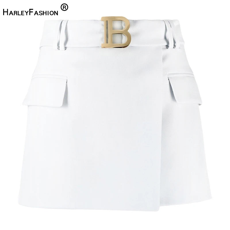 HarleyFashion 6 Colors Hot Summer Popular A-line Sexy Women Mini Skirt with Belt